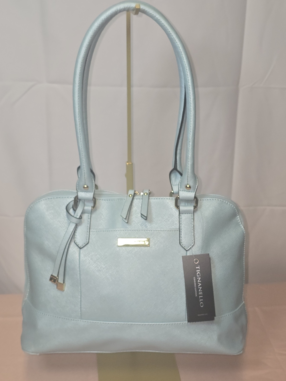 Tignanello Bowery Light Blue Saffiano Leather Tote Bag